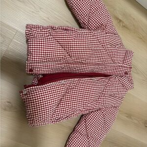 Zara Red Checkered Kids Puffer Jacket